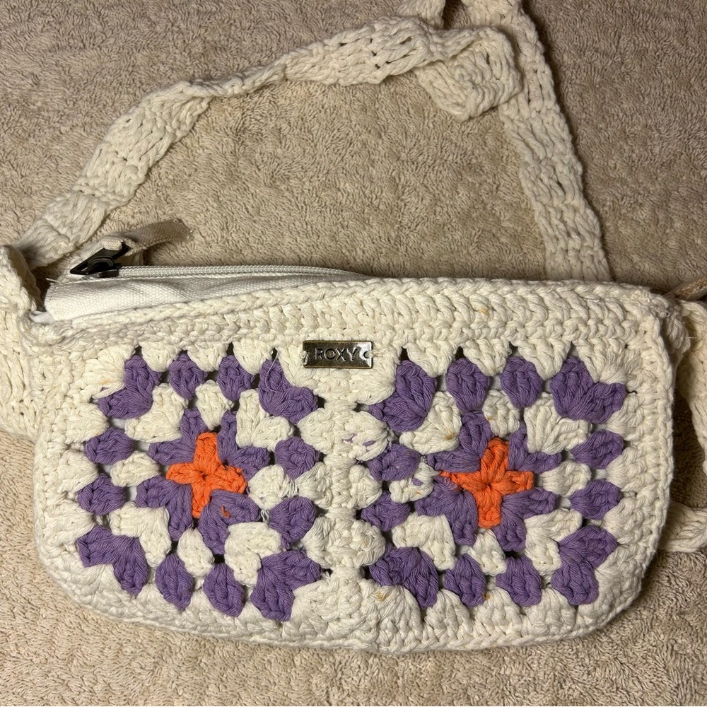 Roxy Cream and Purple Crossbody Bag - Picture 1 of 6